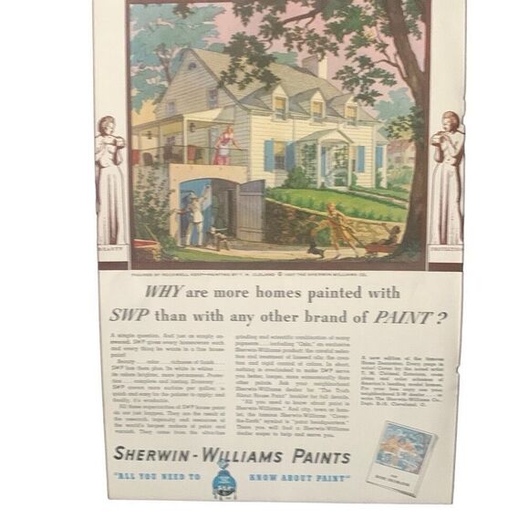Vintage 1937 Sherwin-Williams Paints More Homes Painted Ad Advertisement - Picture 3 of 4